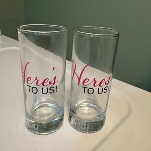 Set of Two 'Here's to Us!' Shot Glasses